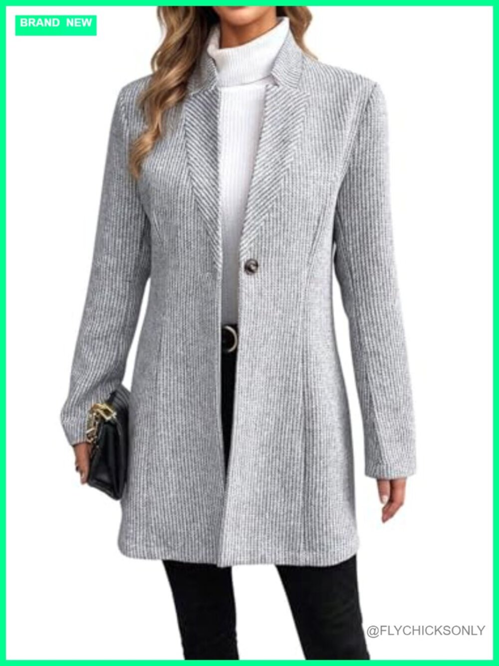 Womens Wool Blend Pea Coat Mid Long Button Winter Overcoat Blazer